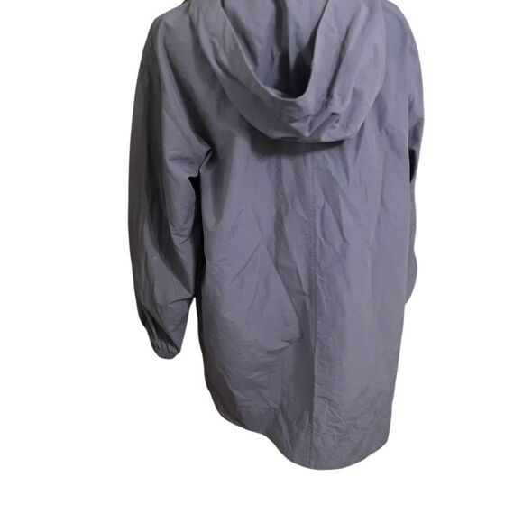 Eileen Fisher Stand Collar Hidden Hood Organic Cotton Blend Coat In Twilight Xs - Picture 7 of 14
